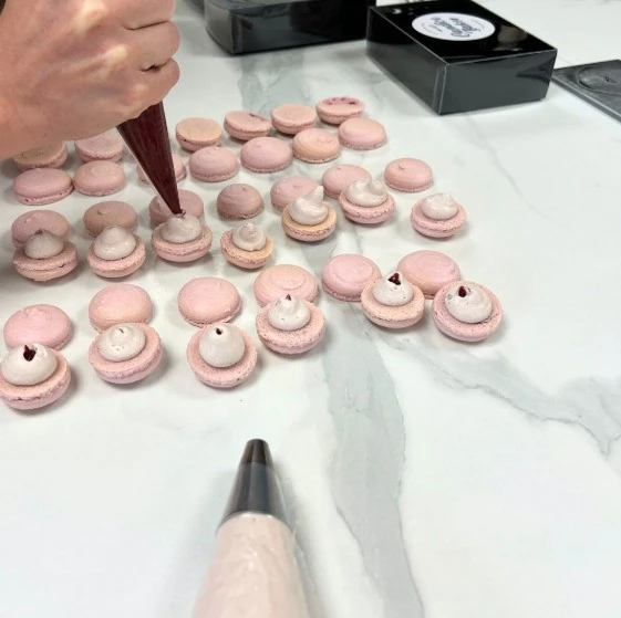 macaron vanille cassis framboise apprendre à pâtisser chez Candice Bakes